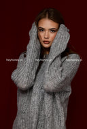 Sweter z ozdobnym splotem Szary NEMEA