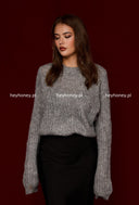Sweter z ozdobnym splotem Szary NEMEA