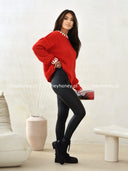 Sweter z wełną Czerwony LAYERS