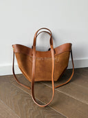 Torebka Skóra Naturalna Zamszowa Karmelowa Midi EMILI 