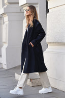LANA Navy Blue Trench Coat with Belt